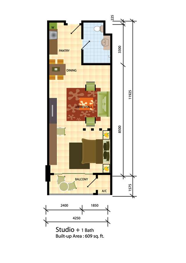 Studio + Bathroom