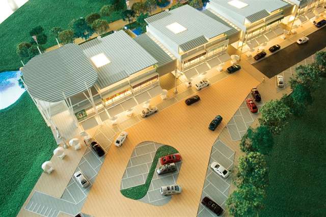 Architectural scale model ample parking space