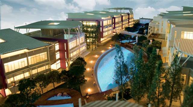Architectural scale model Blocks along river