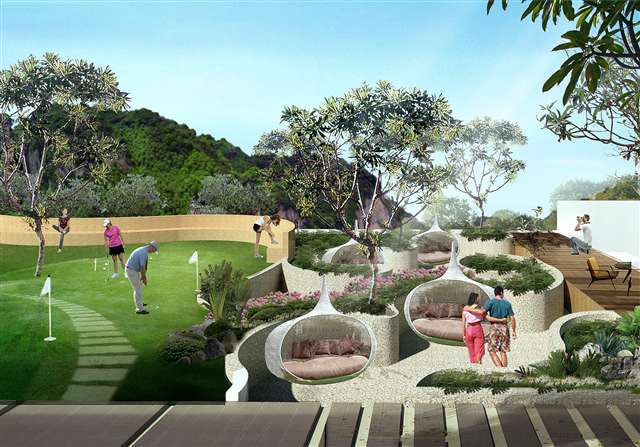Mini Golf Putting Green & Seating Cabanas