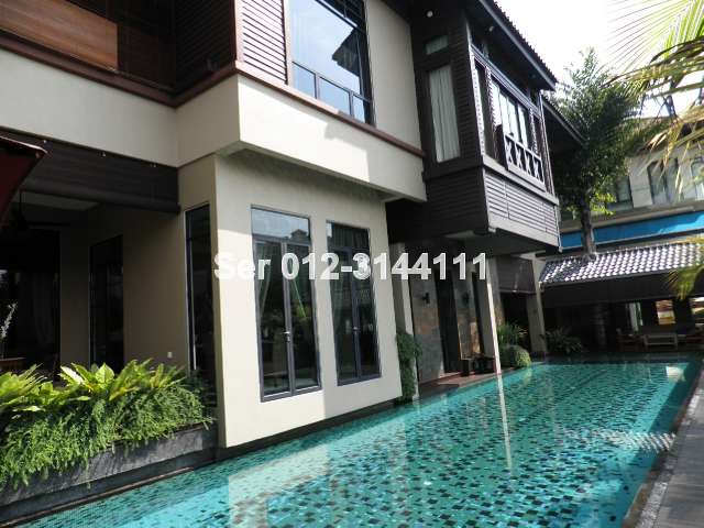 Timber decked covered patio at far end