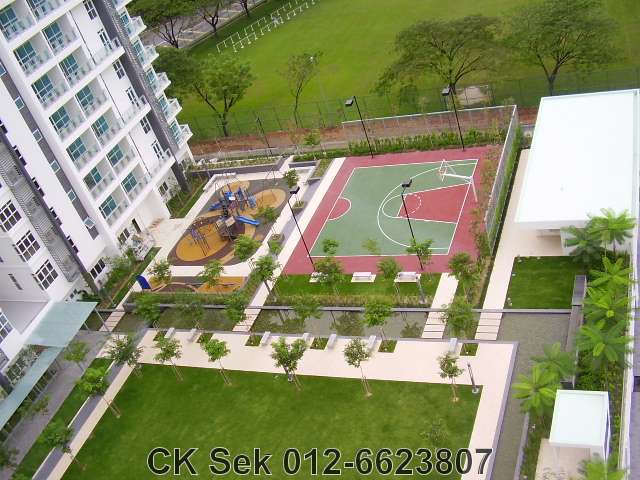 Basketball field and children playground