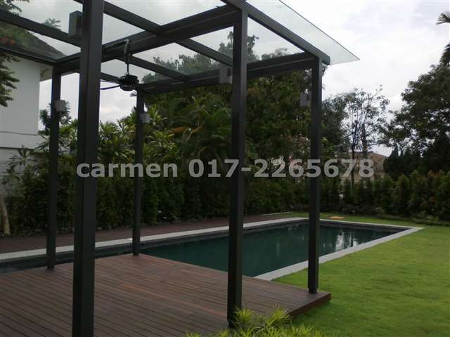 pool by gazebo