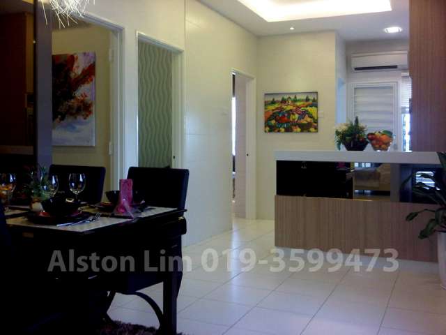 Upper floor dining and kitchen view
