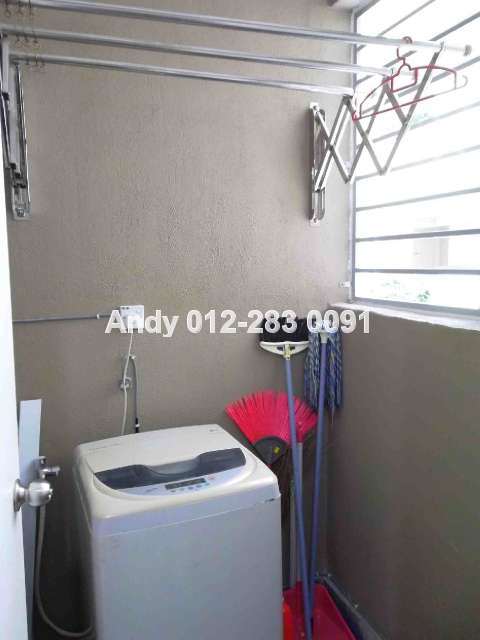 Yard With Washing Machine and Cloth Hanger