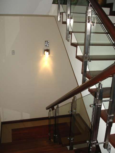 wide staircase with glasses